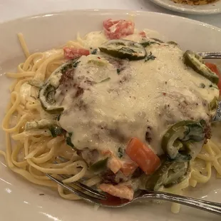 Chicken Parmesan with jalapeño lime sauce
