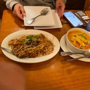Pad Thai and red curry