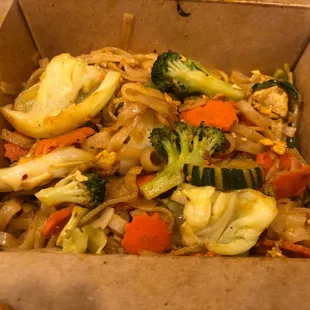 Drunken noodles w extra veggies, half way gone :). Almost forgot to take a picture