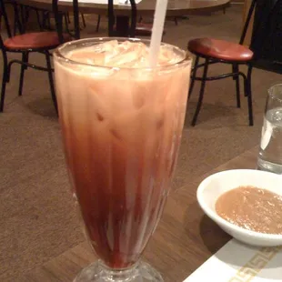 Thai tea.  Better not mix it up, just enjoy it as is.