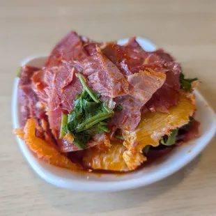 Sliced beef and ox tripe