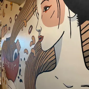 a woman with a cup of coffee