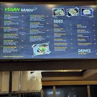 Vegan menu board for Noods Ramen @ Windward Mall.