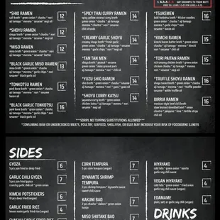 menu and prices