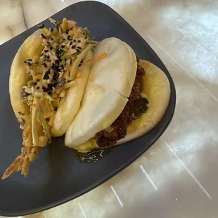 Bang bang shrimp bao and crispy chicken bao