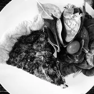 The mushroom and spinach quiche with a side salad. A phenomenal dish.