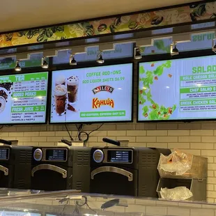 menus and coffee machines