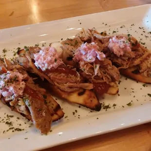 Beer Braised Pork Butt Bruschetta