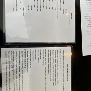 Breakfast / coffee menu