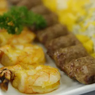 Shrimp and Koubideh Combination.