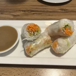 Spring rolls as an appetizer.