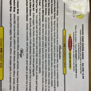 menu