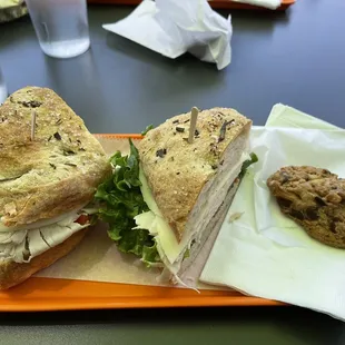 Turkey bruschetta and oatmeal coconut choco chip cookie