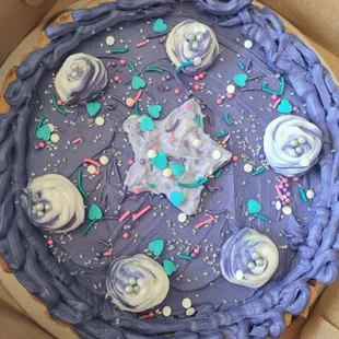 Decorated Chocolate Chip Cookie Cake.