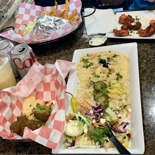 Left - Turkish Baklava, Mango Lassi, Spicy Gryo Sandwich w. seasoned fries (&amp; everything from the other two images!)
