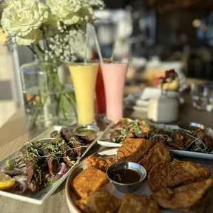 Eggplant and potato Taruwa  Lamb Seekh Kebab