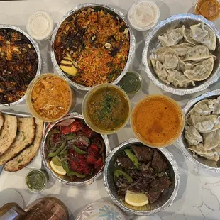 Kebabs, butter chicken, Paneer Biryani