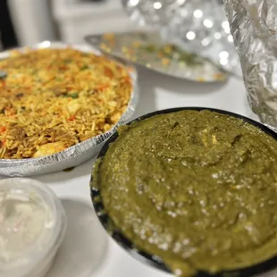 Chicken Biryani and Chicken Saag