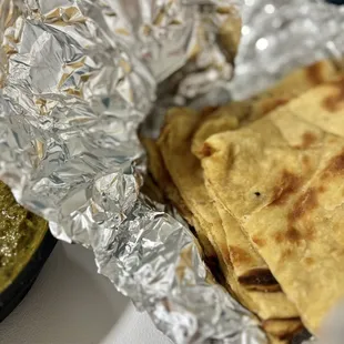 tortillas and guacamole