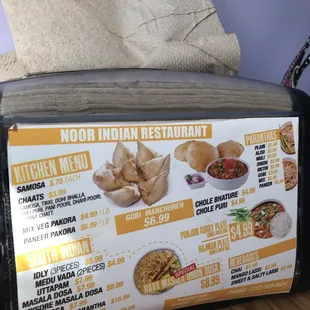 menu