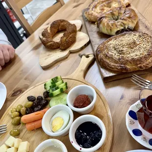 Breakfast tray &amp; assorted pastries.