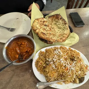Chicken Tikka Masala, Lamb Biryani, &amp; Garlic Naan