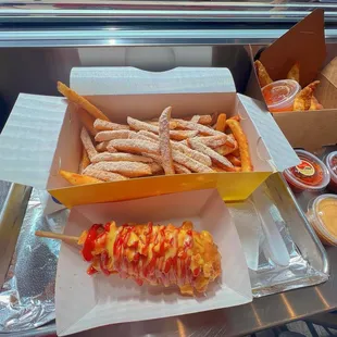 Korean POTATO Corn Dog-Mozzarella Magic Fries