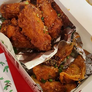 Soy garlic chicken 4pc with potstickers