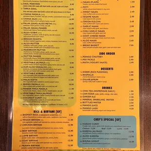 menu