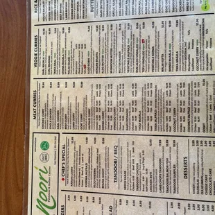 Menu curry side