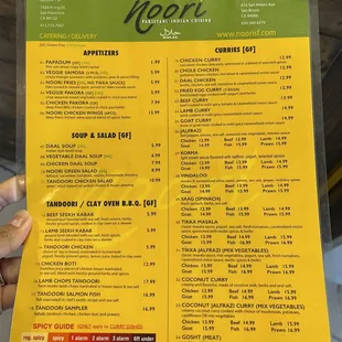 Updated pricing list &amp; menu. Also Noori moved across to 637 San Mateo Ave, SB( right across their old location to Atlas)