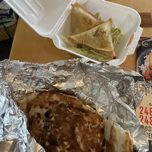 Garlic Basil Naan and Lamb Samosa