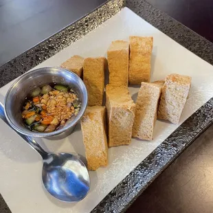 fried tofu: solid, not too many pieces of tofu