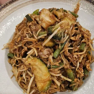 Chicken Phad Thai with a Texas twist i.e. green beans and Zucchini