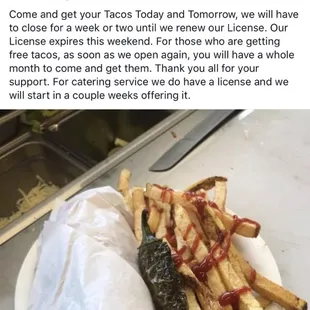 Our location is closed temporarily. Closed from 5/5/18 until further notice. (Catering services are available.)