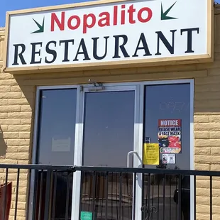 the front of the restaurant