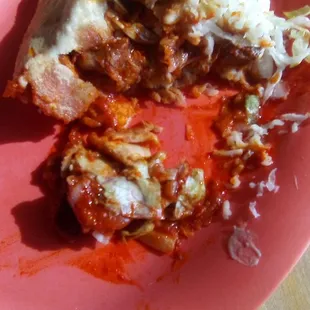 Red Chile stuffed sopapilla at Nopalitos'. Does not compare with the one at Las Trancas.