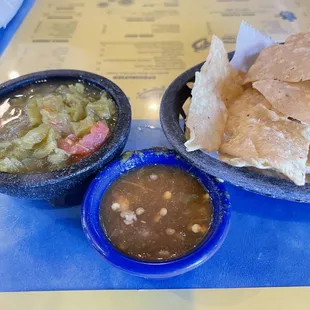 Green and Red Salsa with Chips Complimentary for the initial round.