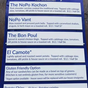 Current regular menu!