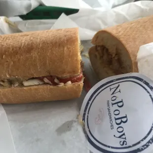 Daily special shrimp po'boy sandwich.