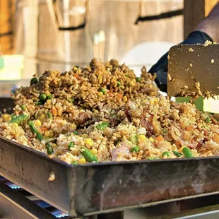 a pan of food being prepared