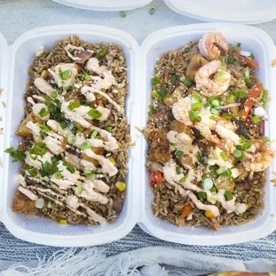 four containers of food on a table