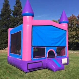 pink castle with basketball hoop