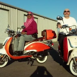 I have been blessed to have a reliable 150cc scooter we both ride and we love it.