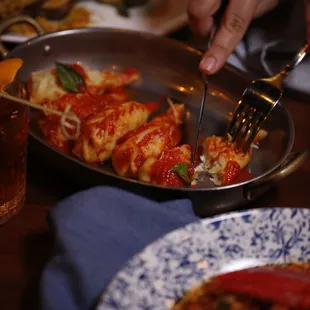 a plate of food being eaten