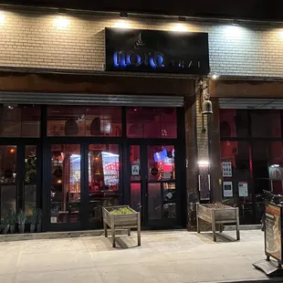 the entrance to the restaurant