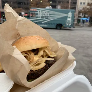 Black Bean Chipotle Burger with their famous wedge fries YUM YUM DELICIOUS!!!
