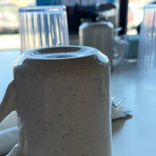 a cup of coffee on a table