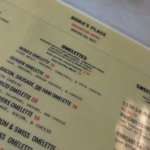 a close up of a menu