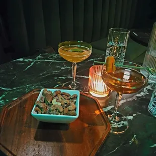 Cocktails were great; Nora's Southside and Nora's Black Manhattan, with honey nuts.